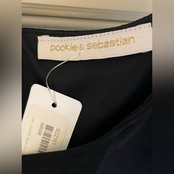 Pookie And Sebastian Kay Square Neck Fitted Ultra Suede Dress Size Small NWT - Picture 5 of 5